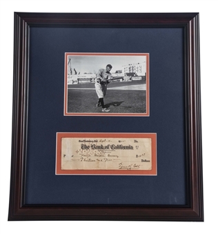 1935 Ty Cobb Signed Check Framed 18x21 Photo Display (Beckett)
